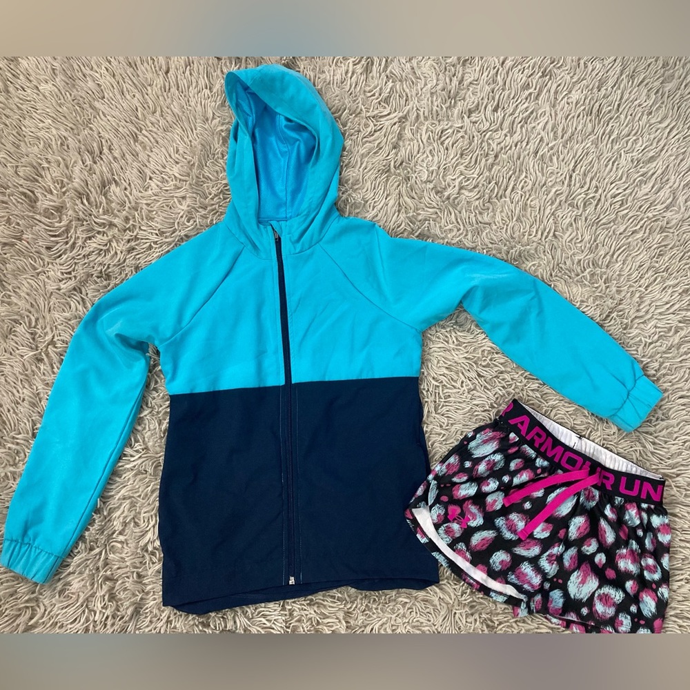 Girls Avia jacket (M) and Under Armour Play Up shorts (Sm)